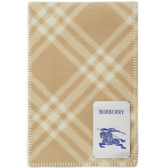 BURBERRY Giant Check blanket stitch wool scarf Archive Beige - Picture 1 of 7